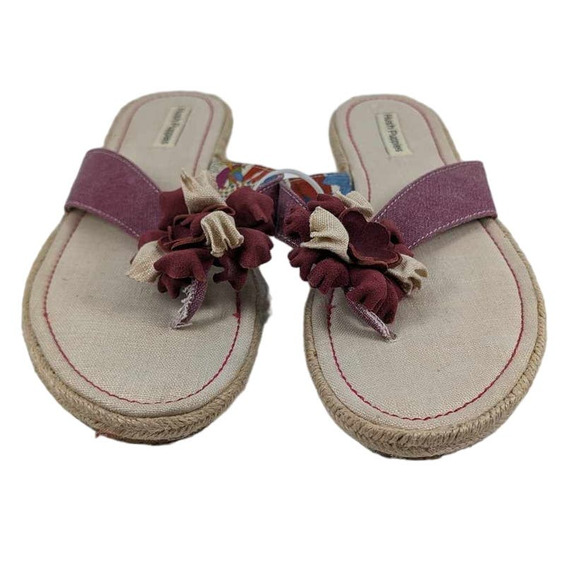 Hush Puppies Espandrille Flat Thong Sandals Floral Women's Size 9.5 - Picture 1 of 6